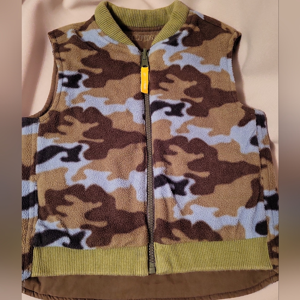 Camouflage Reversible Boys Size 18 Months Vest Brown Blu Green "Genuine Kids"